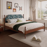 Lit en bois massif américain vieux Paris rétro français colonne romaine chambre à dossier haut lit double en velours