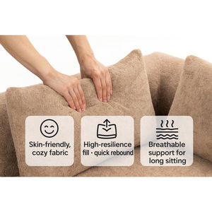 Sofá Modular Seccional Moderno International Square, Duradero, en Tela Bouclé Color Camel, con Compresión al Vacío, Muebles para Villa, Muestra Gratis - Product Image 4