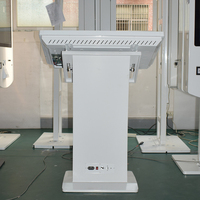 AWSTOUCH - Señalización Digital Interactiva con Pantalla Táctil y Soporte de Piso, 32 Pulgadas, 4K, 350 cd, Gabinete Metálico, Terminal de Información para Vestíbulos Gubernamentales