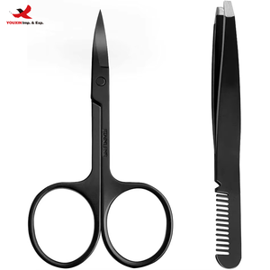 Tijeras y Pinzas para Cejas de Acero Inoxidable Duradero con Cepillo, Venta al por Mayor Directa de Fábrica, Envío Rápido en 3 Días, Pedido Mixto a Granel GZ RTS - Product Image 1