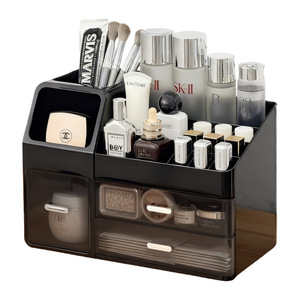 Caja de almacenamiento de cosméticos con cajones, organizador de maquillaje de plástico para escritorio, almacenamiento de productos para el cuidado de la piel y brochas, diseño impermeable - Product Image 5