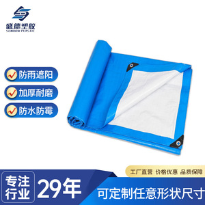 Shengde Tarpaulin Blue And White Waterproof Thickened Plastic Car Cover Truck Yard Cover SDBW160 - Product Image 3