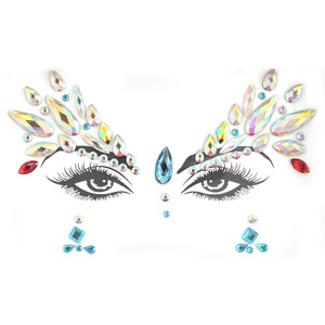 Carnaval maquillage <span class=keywords><strong>3D</strong></span> diamant sourcil autocollant temporaire visage bijoux tatouage brillant strass pour Festival de musique bricolage beauté décor - Product Image 3