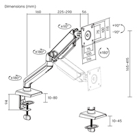 Support de moniteur à bras articulé robuste à ressort mécanique réglable pour écran unique LDT88-C012 17-32 pouces 9 kg