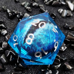 Dados de dragón de un solo ojo grandes luminosos D20 móviles inusuales resina de núcleo líquido dados DND de veinte lados para dragones de mazmorras d - Product Image 1