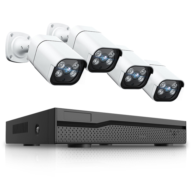 Factory Price High Quality 4pcs 4 Megapixel Security IP Camera Cctv System with 8 CH NVR Recorder