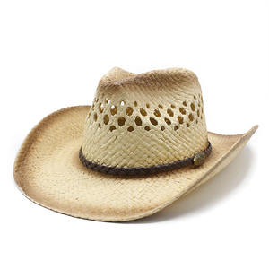 Venta al por mayor de sombreros de paja con logotipo personalizado sombrero de paja de vaquero occidental para hombre sombrero de papel de paja de verano para adultos - Product Image 3