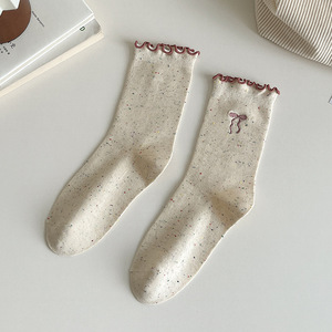 Calcetines de Algodón Transpirables para Niñas, con Lazo y Volantes, Diseño de Primavera, para la Escuela, Uso Diario, con Bordado Personalizado - Product Image 5