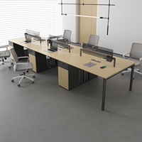 Ensemble de chaises de bureau commerciales de luxe MEKIA, bureau d'ordinateur moderne avec cadre en acier PVC, poste de travail pour 4 personnes, table longue