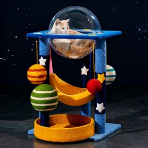 Produk Baru: Pohon Kucing Modern Empat Musim Desain Langit Berbintang 3 Tingkat dengan Rak Panjat, Tempat Tidur, dan Papan Garukan - Product Image 1