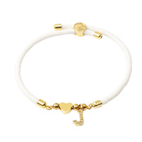 Qiuhan réglable corde chaîne A-Z Zircon cuivre or étoile amour cinq feuilles fleur personnalisé lettre Bracelet