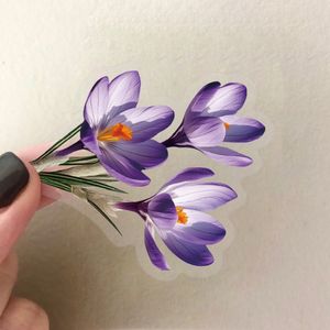 50 Uds. De Pegatinas transparentes de flores moradas para álbum de recortes, paquete de pegatinas florales de acuarela estética, pegatinas para álbum de recortes - Product Image 6