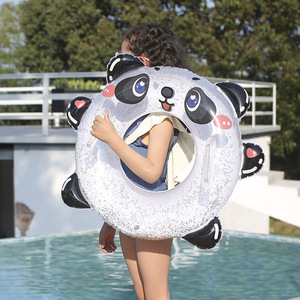 Xiaolu Children's Sequined Panda Swimming Ring With Handles <b>Inflatable</b> Underarm <b>Float</b> For Pool Water Park - Product Image 3