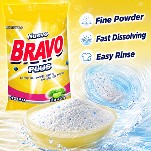 Haute qualité BRAVO 15Kg détergent à lessive en poudre fort parfum <span class=keywords><strong>bleu</strong></span> poudre savon pour laver les Offre Spéciale pour l'Amérique du Sud - Product Image 2