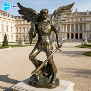 Sculture di Angeli Maschili in Bronzo Personalizzate con Stampa UV ed Elettroplaccatura a Grandezza Naturale Nobili ed Eleganti per Decorazioni Esterne - Product Image 2