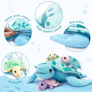Juguete Educativo de Peluche de Tortuga Marina 4 en 1, para Madre e Hijo, Decoración de Cuarto Infantil con Temática Oceánica, Ideal para Baby Shower - Product Image 3