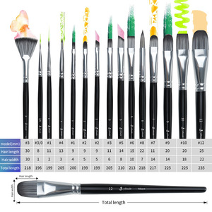 Yihuale Set pittura artista <span class=keywords><strong>pennelli</strong></span> 15 pezzi di Nylon sintetico <span class=keywords><strong>per</strong></span> capelli ad olio acquerello acrilico con borsa in <span class=keywords><strong>tela</strong></span> - Product Image 3