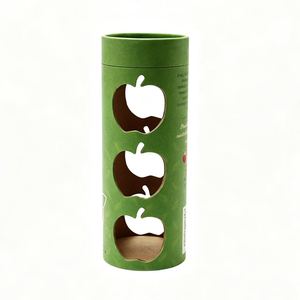 Tube en carton rond vert avec découpes en forme de pomme, emballage alimentaire recyclable - Product Image 2