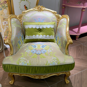 Fauteuil <span class=keywords><strong>d</strong></span>'<span class=keywords><strong>appoint</strong></span> baroque sculpté en feuille <span class=keywords><strong>d</strong></span>'or, revêtement en velours vert et tapisserie florale, chaise <span class=keywords><strong>d</strong></span>'<span class=keywords><strong>appoint</strong></span> de luxe de style français - Product Image 2