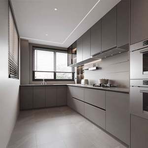 Armoire de cuisine moderne de style luxueux en aluminium doré Ensemble de meubles de cuisine design personnalisé - Product Image 2