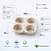Support 4 tasses pour boissons à emporter (thé au lait), en pulpe écologique, design détachable, antichoc, anti-déversement, stable, sans odeur