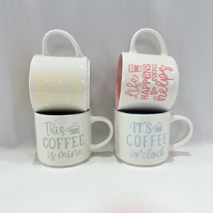 New Design Classic Ceramic Coffee Mug <b>Letter</b> Print Party Use Microwave & Dishwasher Safe Food Safe Hot Selling - Product Image 6