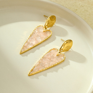 ต่างหูจี้รูปหัวใจสแตนเลสดีไซน์อเนกประสงค์ประดับด้วยหินธรรมชาติรูปทรงเรขาคณิต พร้อมสัมผัสแห่งความหรูหรา - Product Image 3