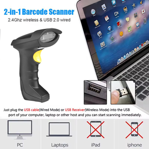 Escáner de código de barras inalámbrico de mano 2D 1D, pistola de escaneo con cable, barra Usb, lector de código Qr, tienda, supermercado, almacén, inventario - Product Image 4