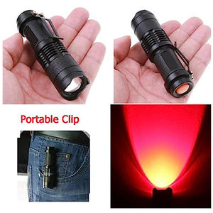 Lampe torche LED à lumière rouge OEM SK68 620nm Mini lampe torche rouge zoomable pour la chasse d'observation nocturne (AA/14500) - Product Image 6