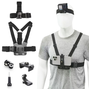 Kit d'accessoires pour caméra d'<span class=keywords><strong>action</strong></span> tout-en-un, <span class=keywords><strong>sangle</strong></span> de tête, <span class=keywords><strong>sangle</strong></span> de poitrine, support réglable pour GoPro Hero Phone - Product Image 3