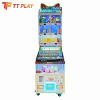 Machine de flipper électronique de divertissement, personnalisée, à monnayeur, avec capsules en plastique, pour cadeaux, boissons, prix, billes, figurines de chat et pièces de monnaie, design créatif