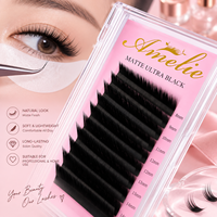 Extensions de cils professionnelles ultra-noires mates, volume doux en cachemire, plateaux de cils individuels, vente en gros