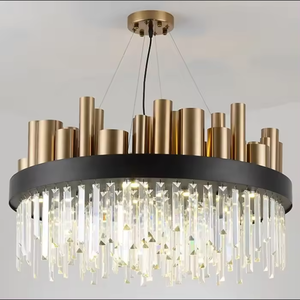 Celo iluminación sala de estar colgante candelabros de cristal techo moderno lujo negro y oro - Product Image 3