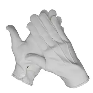 白色缝合薄织物手套服务器目标正式游行