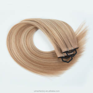 Extensions de cheveux vierges humains blonds européens de qualité supérieure, double épaisseur, invisibles, à bandes adhésives longues en PU - Product Image 6