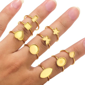 Vente en gros d'anneaux en acier inoxydable Base Setting <span class=keywords><strong>Cabochon</strong></span> Cameo Tray Bezel blank heart star butterfly shape ring Jewelry Making - Product Image 2
