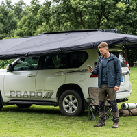 Nouvelle tente de toit rapide à ouverture rapide en forme d'éventail 360° 2026 avec éclairage LED intégré, tente de toit de voiture étanche pour camping en 4x4 et SUV