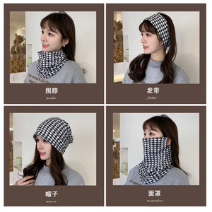 Women's Versatile Face Mask <b>Neck</b> <b>Warmer</b> Lattice Print Windproof Warm Outdoor Cycling Scarf - Product Image 5