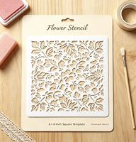 Pochoir réutilisable en PET 6x6 pouces, motif floral ajouré, modèle DIY pour journal, scrapbooking, carte postale vintage, décoration artisanale