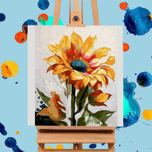 Sunflowers Still Life Painting by Numbers with <strong>Frames</strong> Brushed Acrylic <strong>Paint</strong> Eco-friendly Linen Canvas Rectangle for Home Decor - Product Image 3