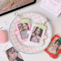 Tempat Kartu Transparan Motif Buah Kartun untuk Pelajar, Merchandise Idol, Photocard 3-inci, Tempat Kartu Guka, Tempat Kartu