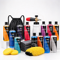 Kit d'entretien complet pour voiture de 500 ml, ensemble d'accessoires de nettoyage et de polissage avec sac portable pour le lavage et le polissage des voitures