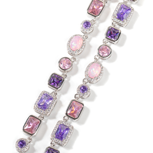 Gran oferta, gargantilla de cadena de tenis de eslabones multicolor personalizable, cadena de diamante completo, collar de piedras preciosas de gama alta de circón colorido - Product Image 2