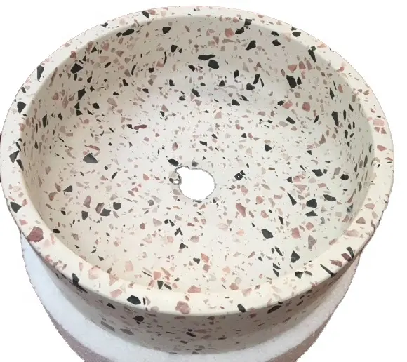 Modernes Terrazzo Round Wash Waschtisch Waschbecken Waschbecken Marmor Waschbecken