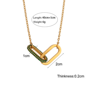 SMing 18พันทองชุบแหวนสแตนเลสClaspเพชรจี้คอInsแพ้ง่ายZircon Link Manสร้อยคอสําหรับชาย - Product Image 2