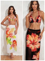 Mode 2026 Nouvelle Robe Longue en Chiffon Imprimée Sexy de Style Européen et Américain, Maillot de Bain Bikini Dos Nu en Dentelle, Maillot de Bain Séchage Rapide