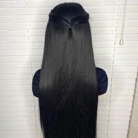 Perruque brésilienne 13x4 HD en dentelle transparente, cheveux humains vierges, noir naturel avec mèches, sans colle, pré-épilée, petite longueur pour femmes