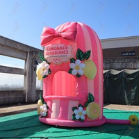 Zhenmei Stand de limonade gonflable rose de 14 pieds, couramment utilisé pour les promotions commerciales lors d'événements en plein air, de fêtes ou de salons professionnels