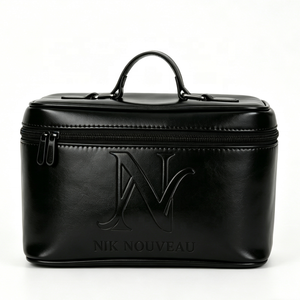 Waterproof Women PU Leather Zipper Pouch Glossy Silver Embossed Logo Cosmetic Bag with Best Price Women Toiletry Bag - Product Image 6