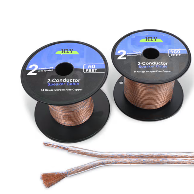 2 Core 4 Core 2c 4c OFC Bare Copper Flat Parallel Round Audio Speaker Cable 18AWG 16 AWG 14 AWG 12AWG